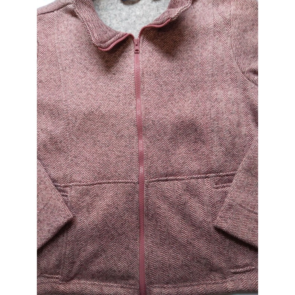 Lands End Pink Herringbone Fleece Jacket Burnt Clay Womens Size Large Petite - Picture 4 of 11